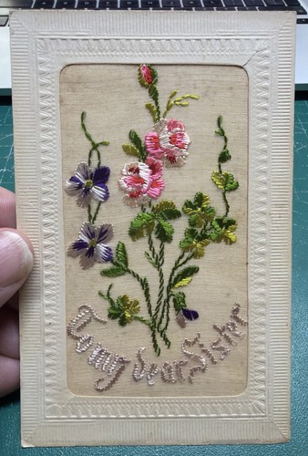 Ww1 silk postcard - silk, my