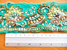 Indian Embroidered Decorative Heavily Embellished Reclaimed Sari Trim Border 1M