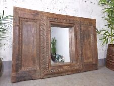Large Vintage Antique Reclaimed Indian Solid Wooden Window Frame Garden Mirror