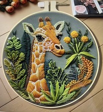 Embroidery Kit - Giraffe  Full Kit 20cm Diameter with hoop