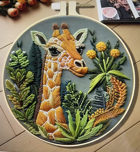 Embroidery kit giraffe - kit, full