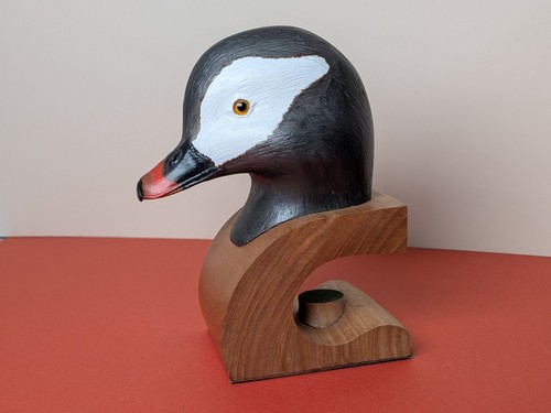 Hand carved wooden smew duck - carved,