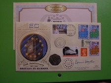 BENHAM COIN COVER EUROPEAN COMMUNITY GB 50p HANDS COIN SIGNED EDWARD HEATH