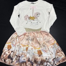 Girls A’Dee Skirt Top and Waistcoat Set Age 6 Used Good Condition