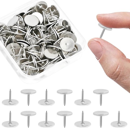 Silver drawing pins 100 - silver, pins,