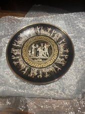 Rare Hand Made in Greece 24K Gold 8" Greek Plate Wall Hanging Decor Vintage