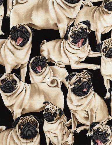 Fat quarter pug pugs - fat, dogs