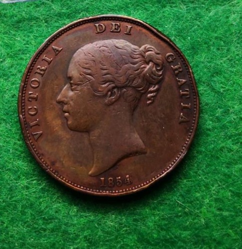 1854 victoria copper penny - 1854,