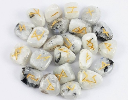 Moonstone rune crystal - rune, stones