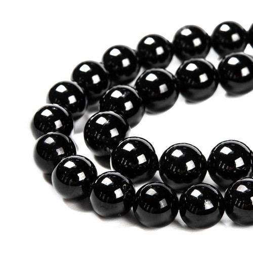Natural black tourmaline beads - black,