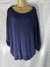 Womens Phase Eight Large Navy Blue Thin Knit Oversized Pullover Jumper Sweater