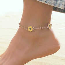 Ankle Bracelet 925 Sterling Silver plated Anklet Foot Chain Boho Beach Beads UK