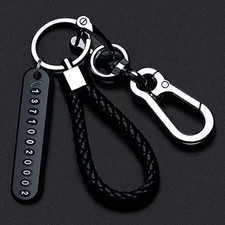 Trendy DIY Mobile Phone Number Plate Pendant Keychain for Men Punk Simple Woven