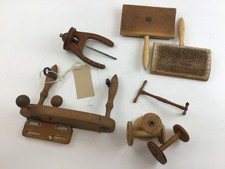 Vintage Spinning Wheel Mixed Bundle-Flyer/Niddy Noddy/Carders/Spools-Wool Craft