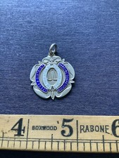 Vintage Solid Silver And Enamel Pocket Watch Fob Medal