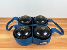 Henselite Classic Deluxe Size 4 Medium Lawn Bowls Black Set of 4 Balls Vintage