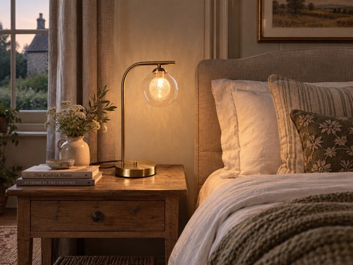 Gold table lamp with glass - lamp,
