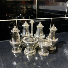 ? Vintage Ian Heath Ianthe Silver Plated Cruet Set Made In Englnd 6 Piece 12cm.
