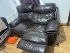 Brown Leather 2-Seater Recliner Sofa