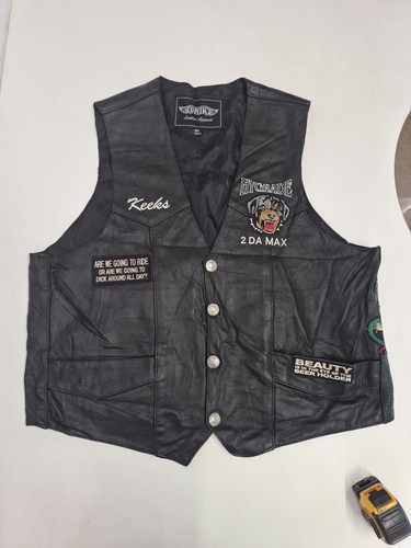 Vintage leather waistcoat - , 48"