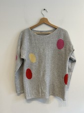 LV Clothing Women’s Grey Horizontal Knit Cashmere Wool Blend Jumper Sz M Italy