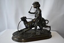 Late 19th Century Bronze Sculpture Boy Playing with Whippet by Jules Moigniez