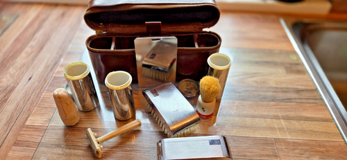Vintage mens leather travel - vintage,