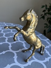 Vintage Solid Brass Rearing Horse Statue 8” Heavy