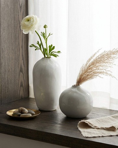 Bud vase set white grey - vase,