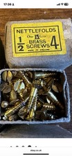 Old Vintage Quality NETTLEFOLDS Brass Screws GKN MADE ENGLAND Slotted Patina