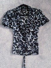 Womens Animal Print Ruffle