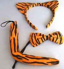Tiger Costume Set Headband Bow Tail Animal Theme Fancy Dress Christmas Party