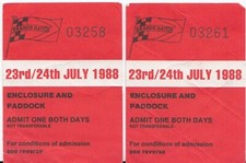 x2 1988 BRANDS HATCH 1000KM WSPC GROUP C RACE ENCLOSURE PADDOCK TICKET PASS STUB