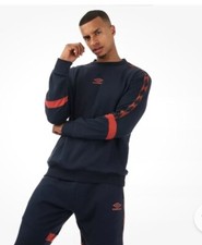 Men's Umbro Diamond Taped Pullover Sweatshirt in Blue/Orange Size Medium BNWT