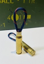 Key Ring - Fired Brass - .308 Calibre With Red And Blue Lanyard
