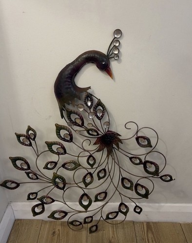 Large decorative metal peacock - large,