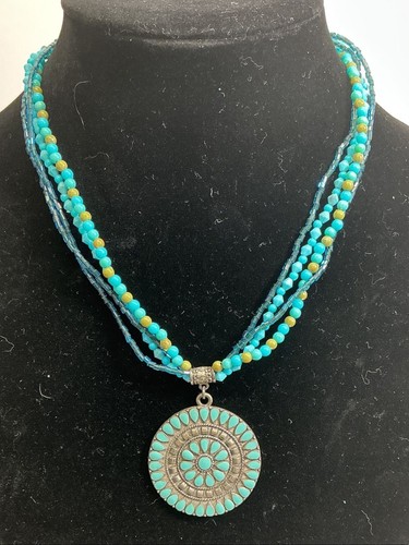 Multi strand turquoise - turquoise, beaded