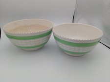 Vintage 1950's Cottage Green British Anchor Bowls 21cm & 19cm Diameter Rare