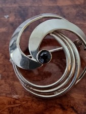 Vintage Teka Style Sterling Silver Brooch 4.9 Grams 3cm Diameter