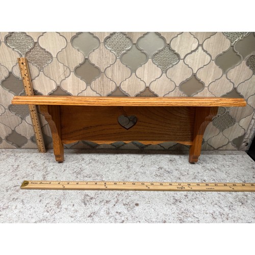Vintage oak wood wall shelf - vintage,