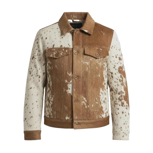Men brown white cowhide - brown,