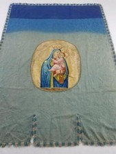 Antique French Brocade Church Priest Mary & Jesus Banner 170x124cm