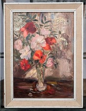 Vintage Still Life Oil Painting Poppies