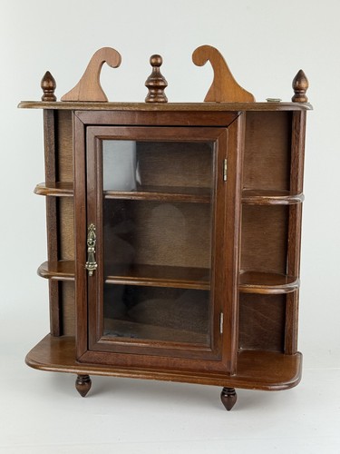 Vintage wood curio - curio, cabinet