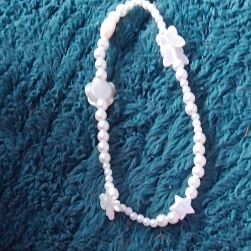 White plastic ball bead - plastic, chain
