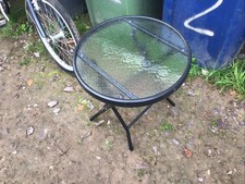 Round Low Glass And Metal Folding Table