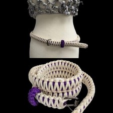 Ladies Belt Purple White Rope Quirky Waist Buckle Womens Waistband Braid Boho