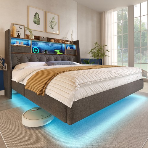 Double bed upholstered - bed,