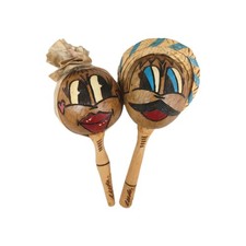 Handmade Maracas Girl & Boy W/ Hat & Cornrows Cuba Bahama Style 7" Vintage