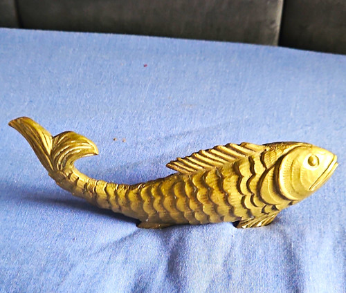 Brass fish figurine statue - fish,
